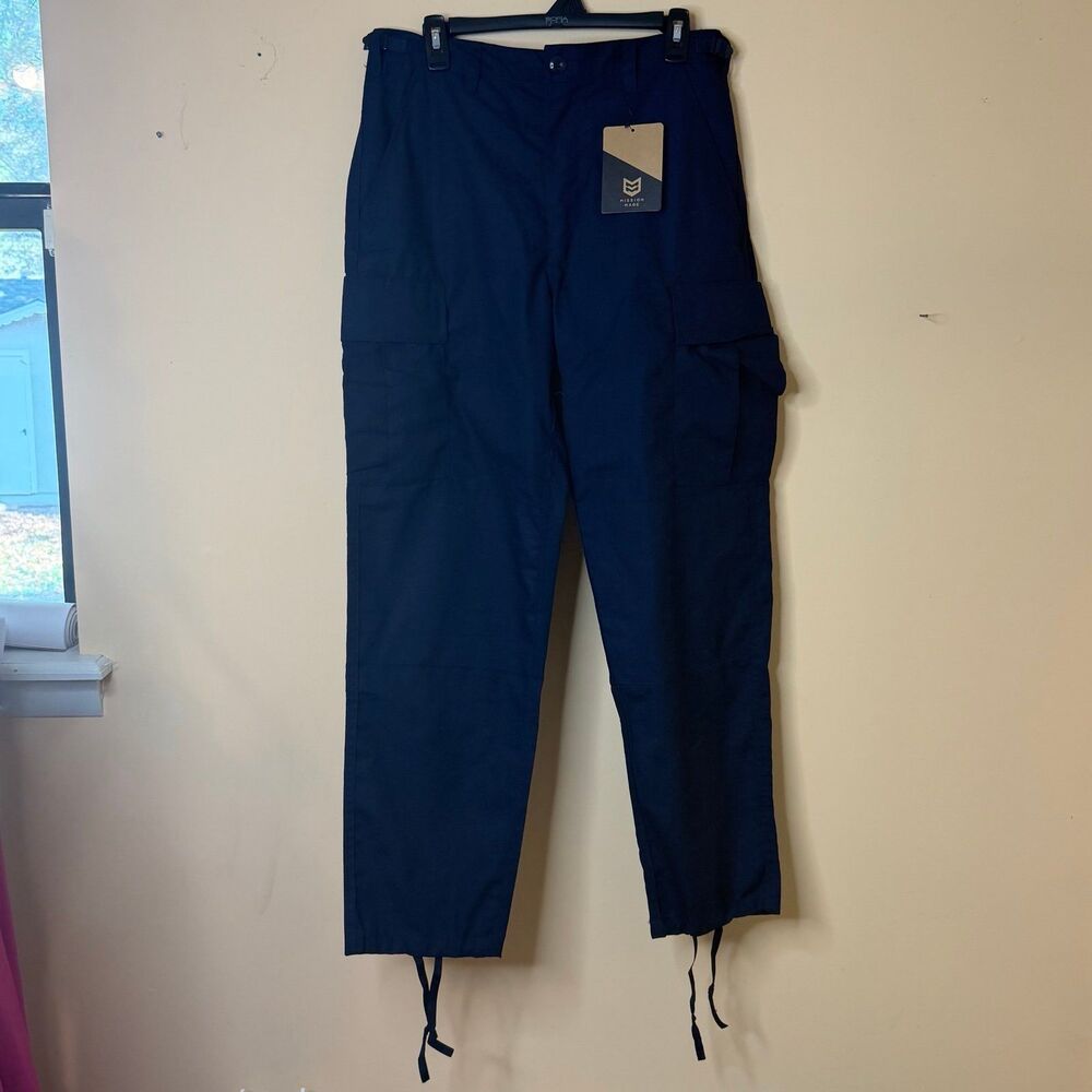 NWT Mission Made Pants Mens M Navy Blue Cargo Belted Utility Work tactical